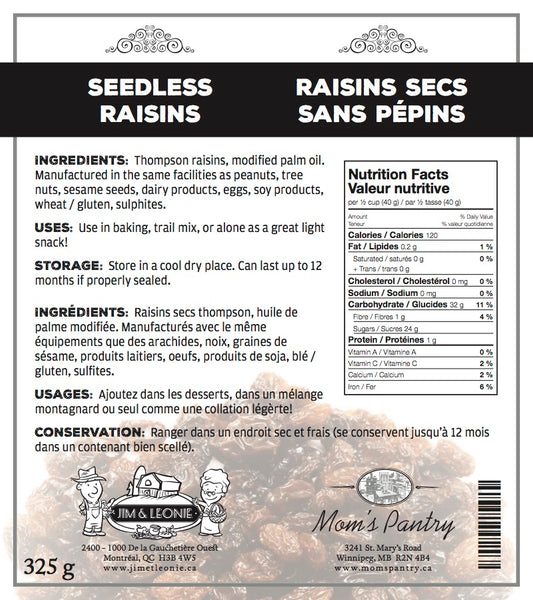 Raisins, seedless