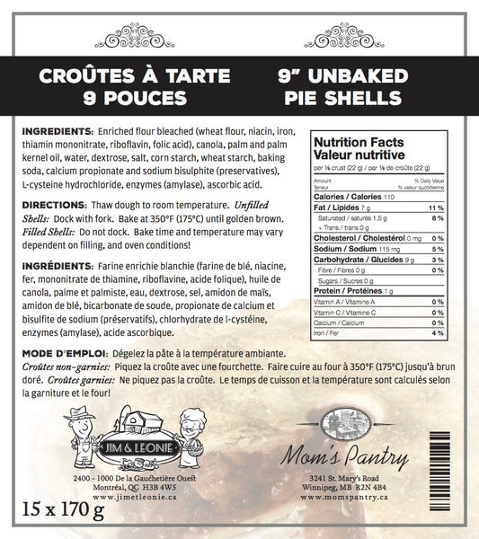 9" Pie Shells (15 x 170 g)