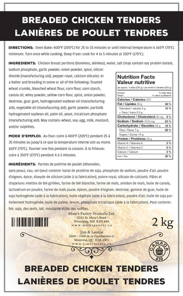 Chicken Tender Strips (2 kg, breaded)